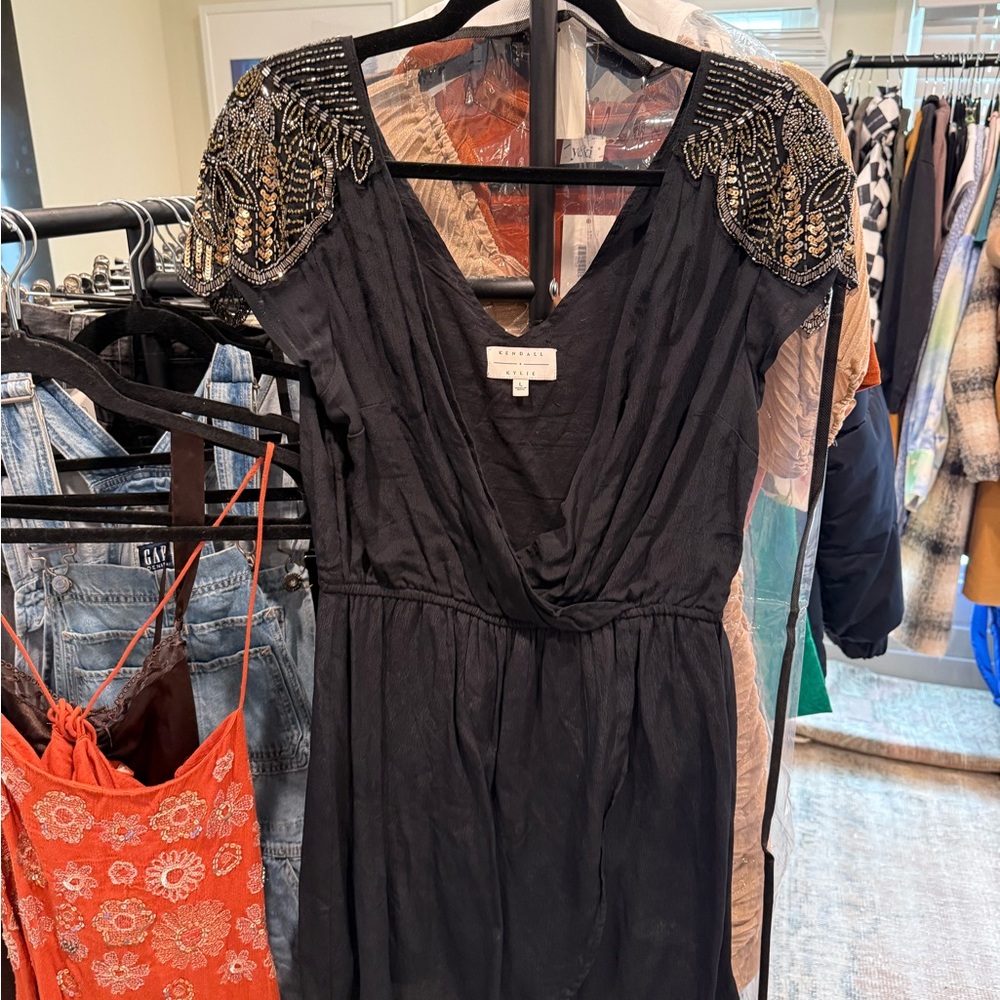 Black Dress with Beaded Shoulders